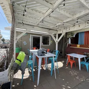 Outdoor seating - small place but comfortable and has cool local vibe.