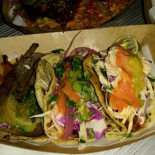 Triple threat! One Nuri, One yard Bird, and one Korean Karnitas!! Delicious combination!!