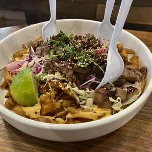 Kimchi Fries with ribeye