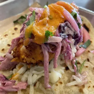 Fried chicken taco. Very good