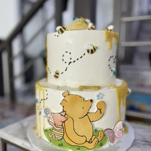 Custom cake (vanillla cake with raspberry and passionfruit filling)