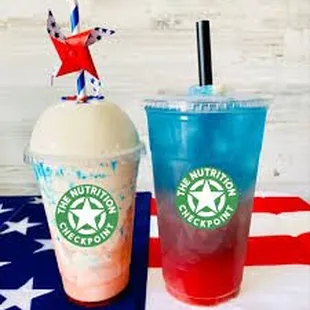 two drinks on an american flag background