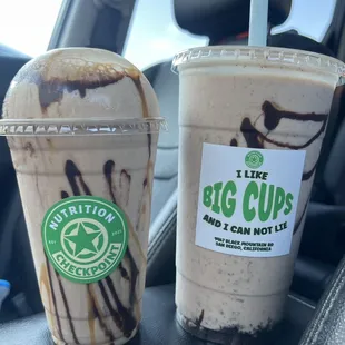 Butterfinger shake (left) and Puppy chow post recovery shake (right). Light and fluffy and so delicious