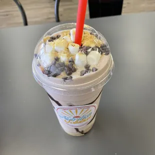 S&apos;mores shake, beautiful presentation.