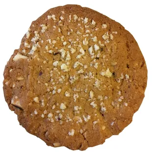 Brazil nut butter cookie with chopped cast-iron skillet dry roasted organic Brazil nuts. sweet savory smokey crunchy