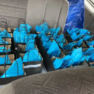 Large delivery order of small gift bags 6ct each.