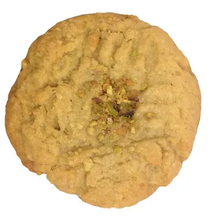 Pistachio butter cookies with pistachio flour and topped with roasted pistachios chopped