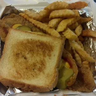 Whiting fish sandwich with seasoned fries