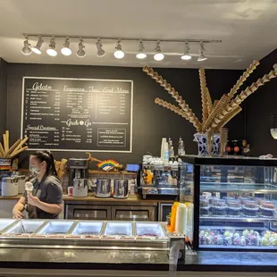 a woman behind the counter