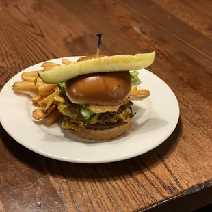 a burger and french fries