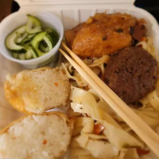 @Nu&apos;uanu Okazuya; 4/28/2023. My Okazuya Grindz :)  \000/ Mahalo Nui. Shared my other Cone Sushi with Hubby David :).