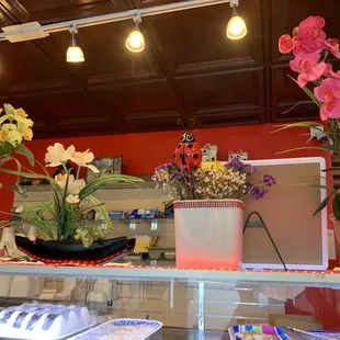 Flowers on the counter