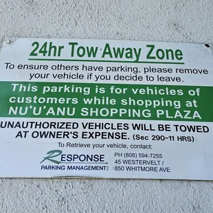 24 Hour Tow Away Zone