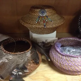 Traditionally made pine needle and willow baskets, beautiful and great prices!