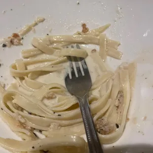 The fettuccini Alfredo. That was watery and unseasoned