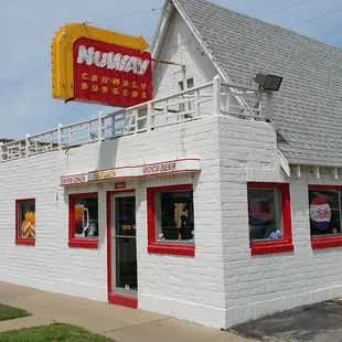 he front of the building