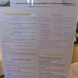 Dinner menu as of 10/2021