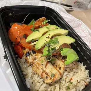 Chicken and rice with fresh veggies!