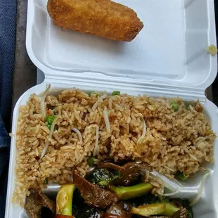 lunch special..beef and broccoli w/egg roll..7.53 total