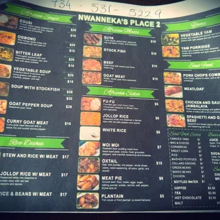 menu