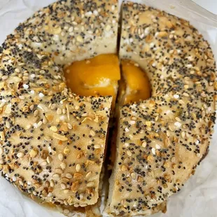 the inside of a bagel