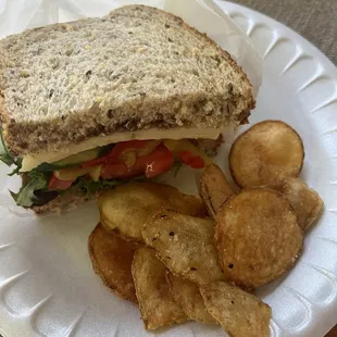 Veggie sandwich with homemade chips!!!