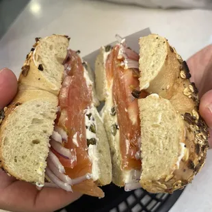 Lox, Cream Cheese, Tomato, Onion, &amp; Capers