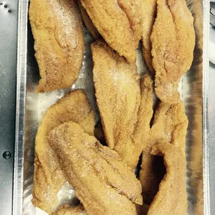 a tray of fried chicken