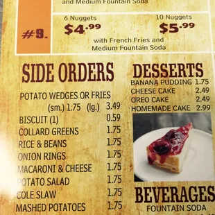 a menu for a restaurant