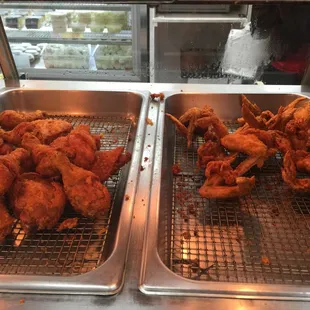 chicken wings and fried chicken, interior