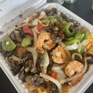 Steak and shrimp fajita
