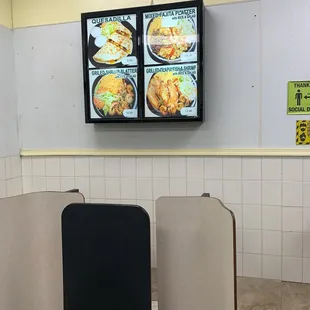 Dining area menu