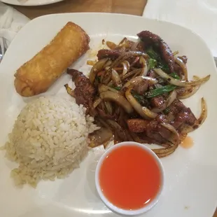 a plate of chinese food