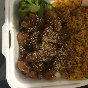 Sesame Chicken with Fried Rice
