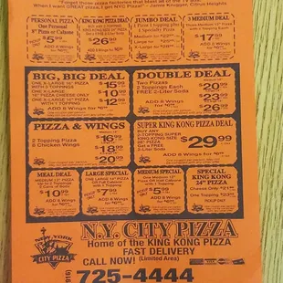 Menu flyer