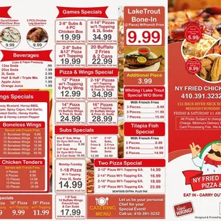 NY Fried Chicken Pizza &amp; Subs new menu (October 2019)