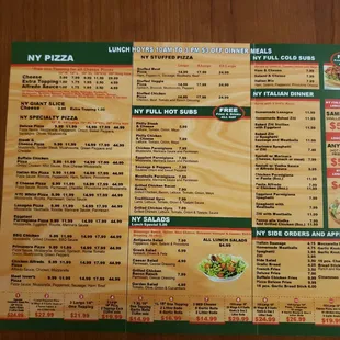 menu