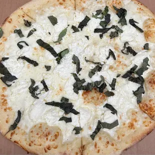 16&quot; white pizza with extra ricotta, baked lightly to perfection!