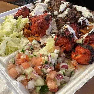 Combo lamb tikka chicken tikka and beef kofta