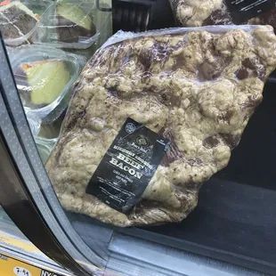 a bag of cookies in a store window