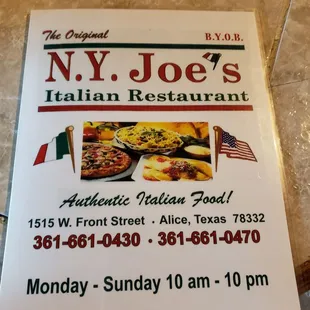 the menu