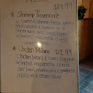 menu