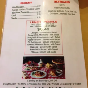 Lunch portion menu.