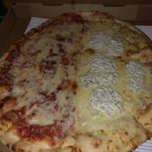 Half NY Cheese Pizza and NY White..