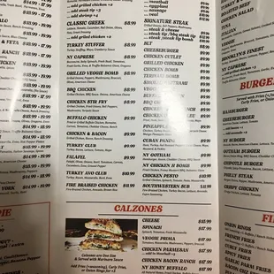 a menu for a pizza restaurant