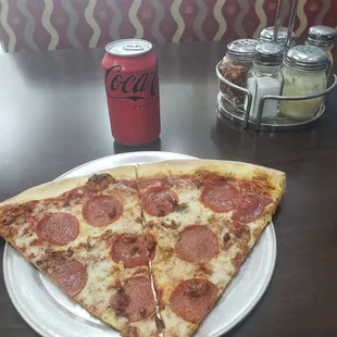 Pepperoni/Bacon slices with Coke Zero ($9)