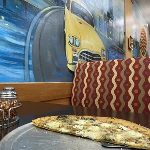 Cauliflower Crust white White Spinach Pizza with baby spinach!!!  VERY GOOD!