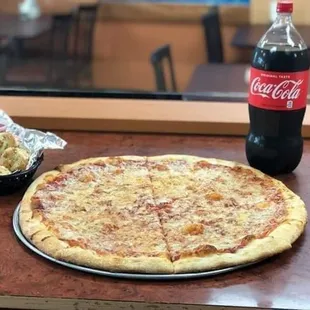Special - 18" cheese pizza + 6 Garlic Knots + 2 Liter Soda  for $ 19.99