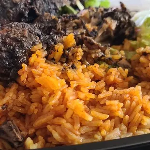 Jollof rice and jerk chicken