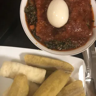 Yam with Palaver Sauce